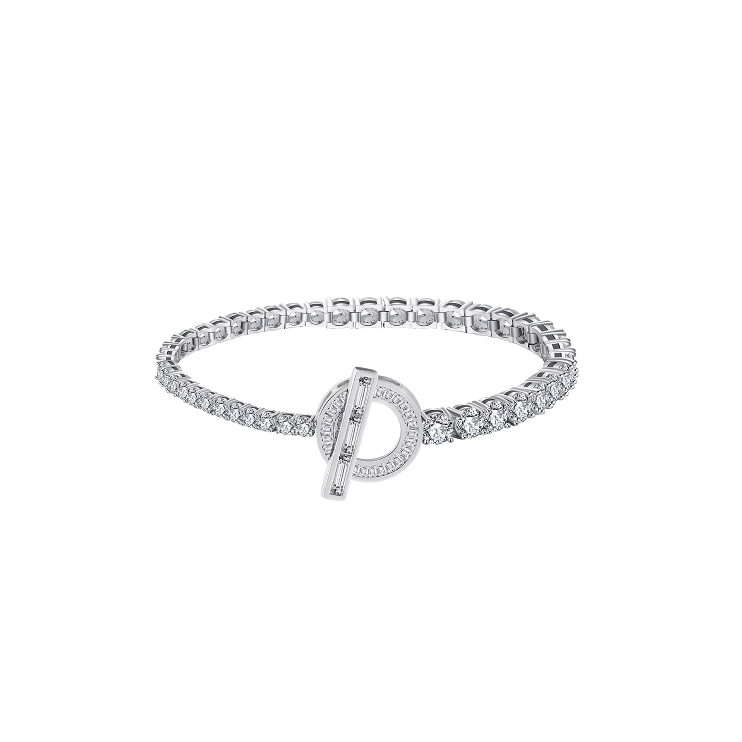 H**mes ot buckle cubic zirconia sterling silver bracelet